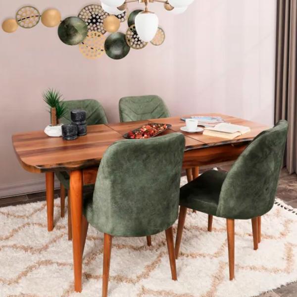 Set scaune de bucătarie Trendy Dallas Catifea/ Khaki Brown photo 4
