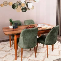 Set scaune de bucătarie Trendy Dallas Catifea/ Khaki Brown photo 4