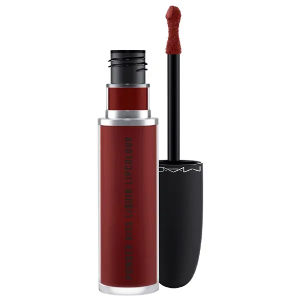 Ruj de buze MAC Powder Kiss Liquid Lipcolour Stick cu aplicator / Dark Red photo 1