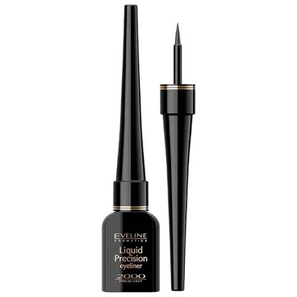 Eyeliner pentru ochi Eveline Cosmetics Eyeliner Liquid Precision 2000% Black Matt / 18+ photo 1
