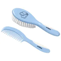 Pieptene și perie BabyOno 0567/04 Blue / Plastic