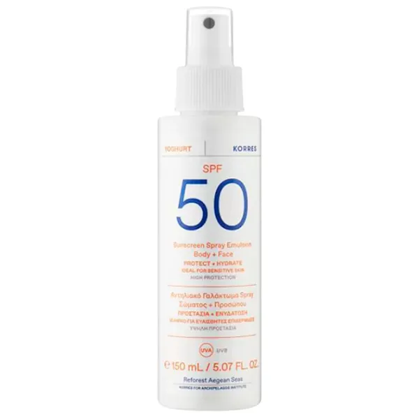 Spray de protecție solară KORRES Yoghurt Sunscreen Spray Emulsion Face & Body White / 0.15l photo 1