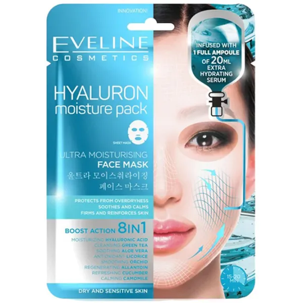 Mască pentru față Eveline Cosmetics Hyaluron  Mască / Uscată photo 1
