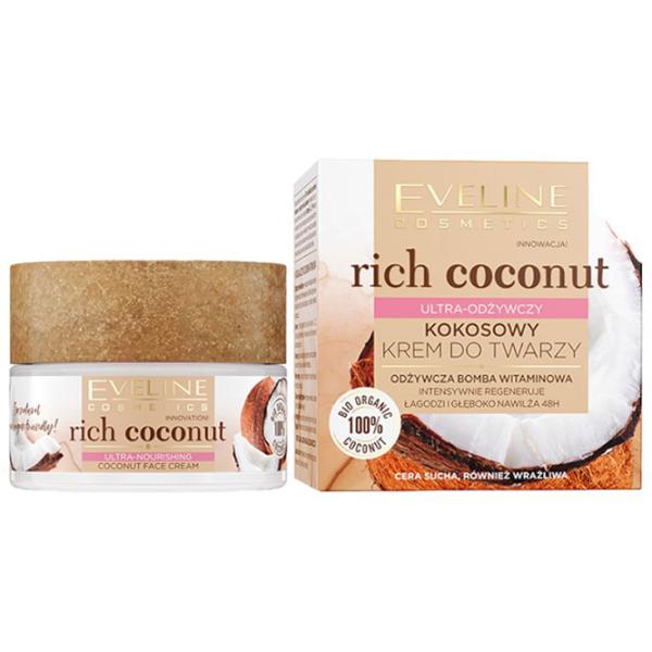 Cremă pentru față Eveline Cosmetics Rich Coconut Uscată / 0.05l photo 1