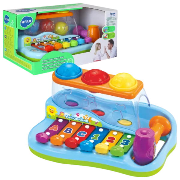 Xilofon Hola Toys Pop N Play 3 ani / Blue photo 1