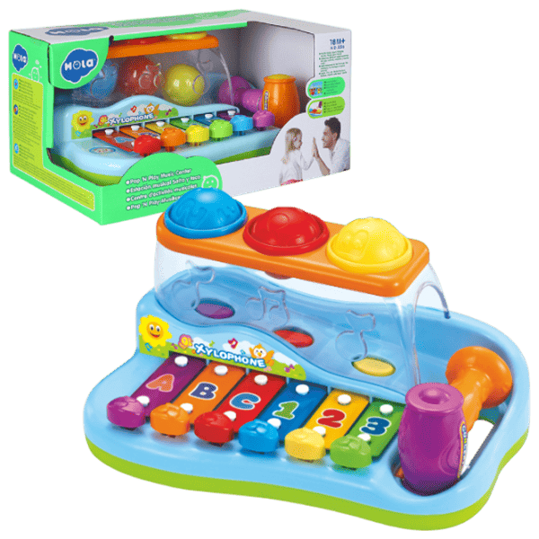Xilofon Hola Toys Pop N Play 3 ani / Blue photo 1