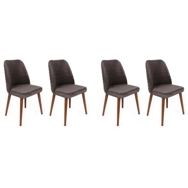 Set scaune de bucătarie Trendy Tutku Catifea/ Dark Gray Brown photo 1