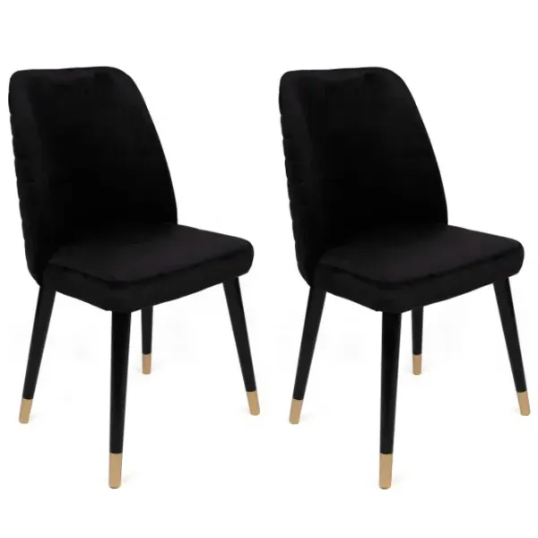 Set scaune de bucătarie Trendy Hugo Catifea/ Black Gold photo 3