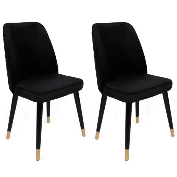 Set scaune de bucătarie Trendy Hugo Catifea/ Black Gold photo 3