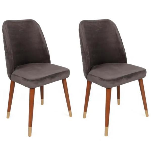 Set scaune de bucătarie Trendy Hugo Catifea/ Antracit Brown photo 3