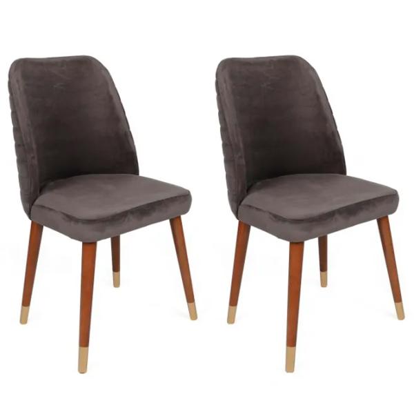 Set scaune de bucătarie Trendy Hugo Catifea/ Antracit Brown photo 1