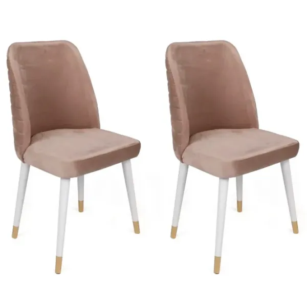 Set scaune de bucătarie Trendy Hugo Catifea/ Beige Gold photo 1