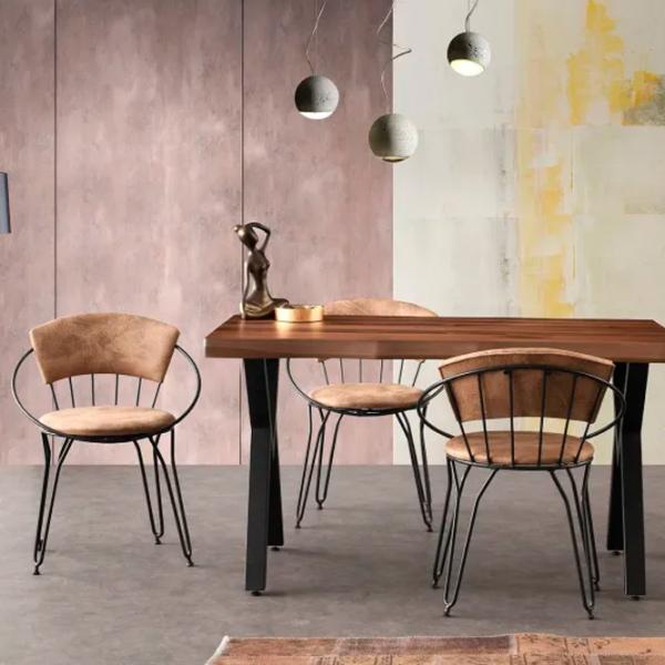 Set scaune de bucătarie Trendy Istanbul Velvet/ Beige Black photo 4