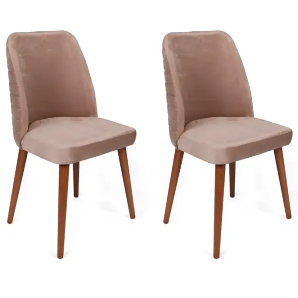 Set scaune de bucătarie Trendy Tutku Catifea/ Beige Brown photo 1