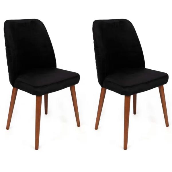 Set scaune de bucătarie Trendy Tutku Catifea/ Black Brown photo 1