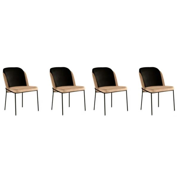 Set scaune de bucătarie Trendy DR - V4 Catifea/ Beige Black photo 1