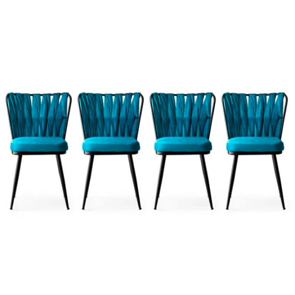 Set scaune de bucătarie Trendy KUŞAKLI Catifea/ Blue Black photo 1