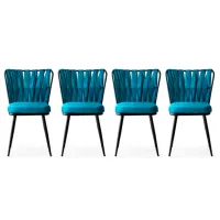Set scaune de bucătarie Trendy KUŞAKLI Catifea/ Blue Black