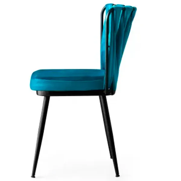 Set scaune de bucătarie Trendy KUŞAKLI Catifea/ Blue Black photo 2