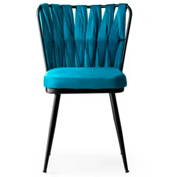 Set scaune de bucătarie Trendy KUŞAKLI Catifea/ Blue Black photo 3