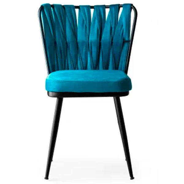 Set scaune de bucătarie Trendy KUŞAKLI Catifea/ Blue Black photo 3