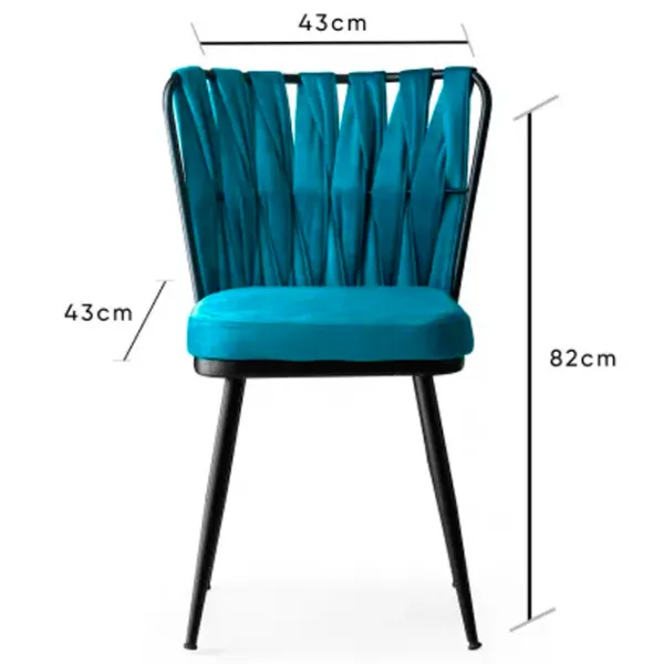 Set scaune de bucătarie Trendy KUŞAKLI Catifea/ Blue Black photo 7