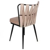 Set scaune de bucătarie Trendy KUŞAKLI Catifea/ Cream Black photo 3