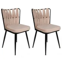 Set scaune de bucătarie Trendy KUŞAKLI Catifea/ Cream Black photo 5