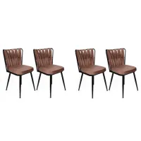 Set scaune de bucătarie Trendy KUŞAKLI Catifea/ Light Brown Black