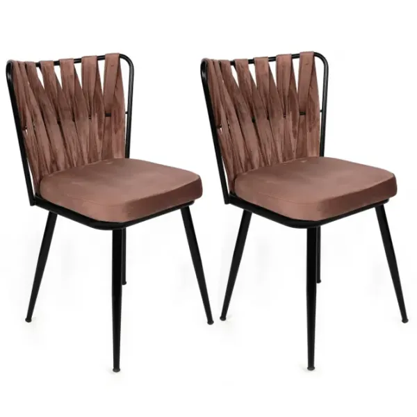 Set scaune de bucătarie Trendy KUŞAKLI Catifea/ Light Brown Black photo 5