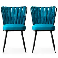 Set scaune de bucătarie Trendy KUŞAKLI Catifea/ Blue Black