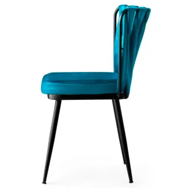 Set scaune de bucătarie Trendy KUŞAKLI Catifea/ Blue Black photo 2