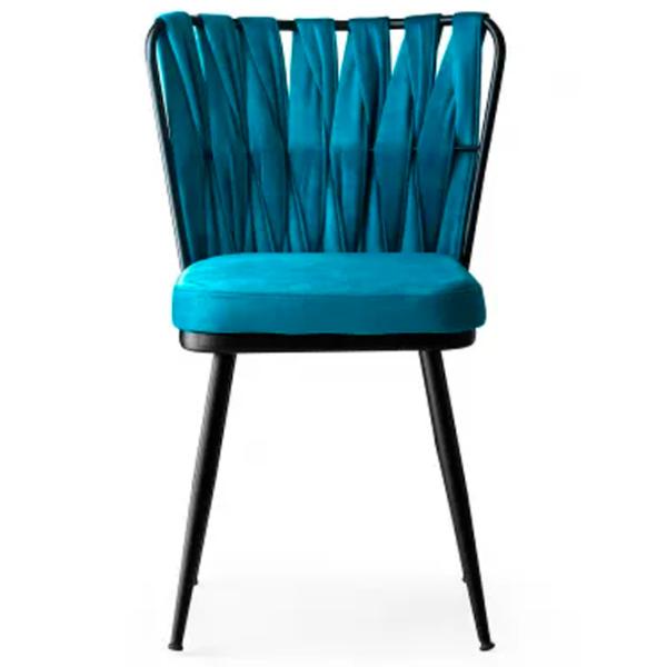 Set scaune de bucătarie Trendy KUŞAKLI Catifea/ Blue Black photo 3