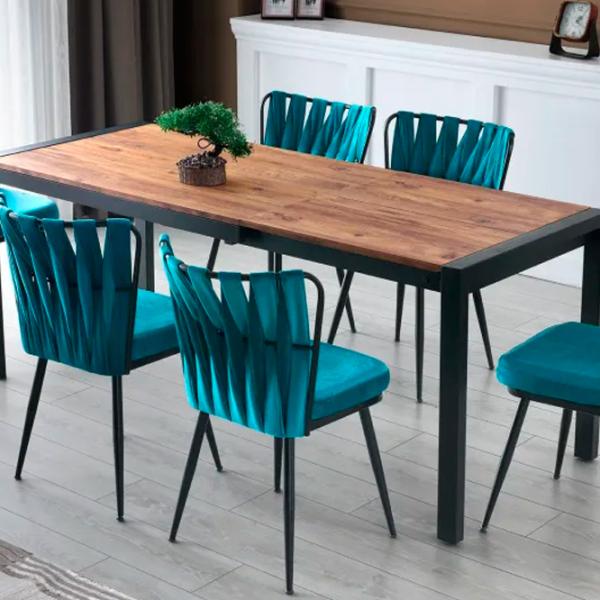 Set scaune de bucătarie Trendy KUŞAKLI Catifea/ Blue Black photo 6