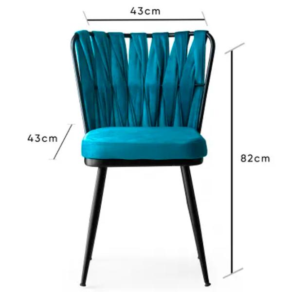 Set scaune de bucătarie Trendy KUŞAKLI Catifea/ Blue Black photo 7