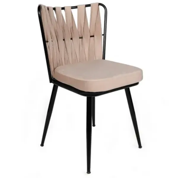 Set scaune de bucătarie Trendy KUŞAKLI Catifea/ Beige Black photo 2
