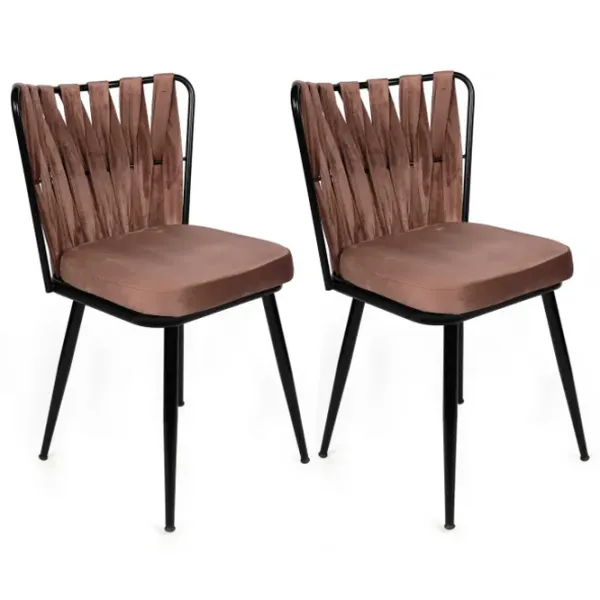 Set scaune de bucătarie Trendy KUŞAKLI Catifea/ Light Brown Black photo 1