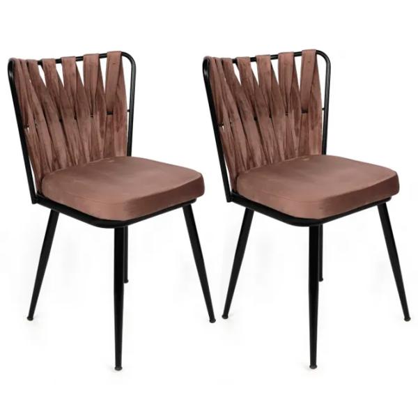 Set scaune de bucătarie Trendy KUŞAKLI Catifea/ Light Brown Black photo 1
