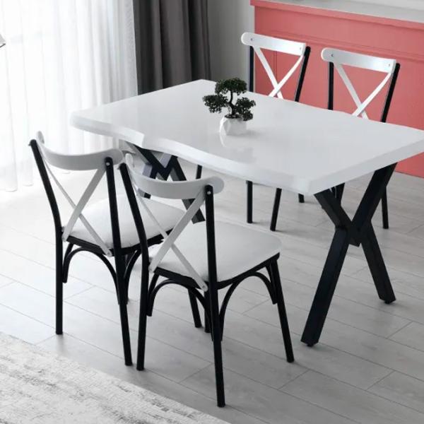 Set scaune de bucătarie Trendy Ekol Piele ecologică / White Black photo 7