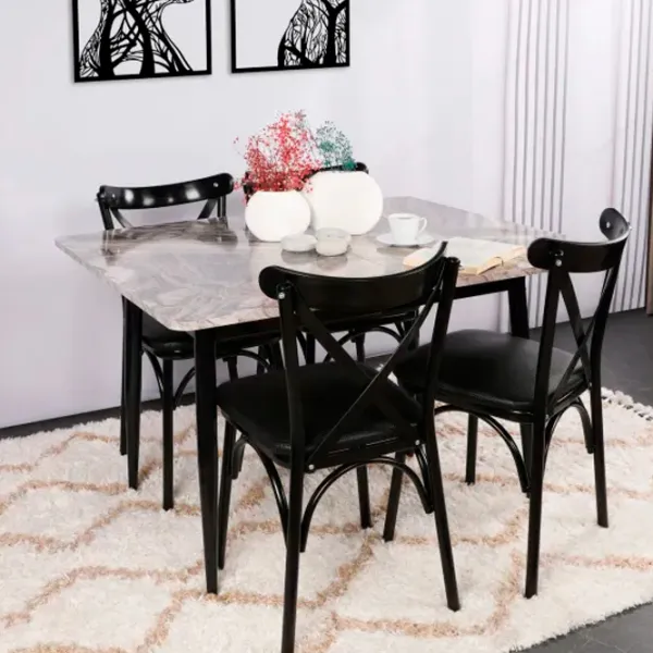 Set scaune de bucătarie Trendy Ekol Piele ecologică / Black Black photo 8