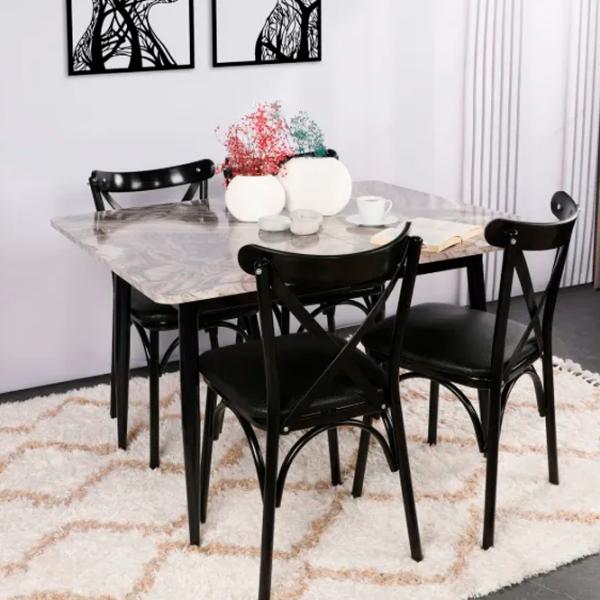 Set scaune de bucătarie Trendy Ekol Piele ecologică / Black Black photo 8