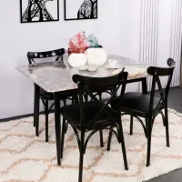 Set scaune de bucătarie Trendy Ekol Piele ecologică / Black Black photo 8