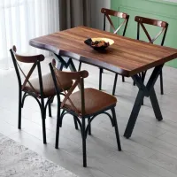 Set scaune de bucătarie Trendy Ahsap Ekol Lemn/ Brown Black photo 5