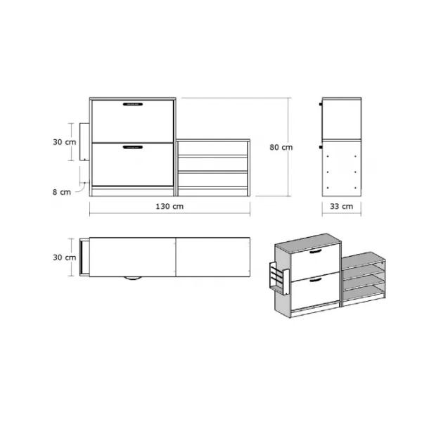 Dulap pentru încălțăminte Trendy Trend 80 x 130 x 31 /White /White photo 2