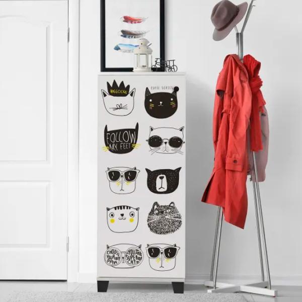 Dulap pentru încălțăminte Trendy Pisicile Filinta 127 x 50 x 38 /White /White photo 6