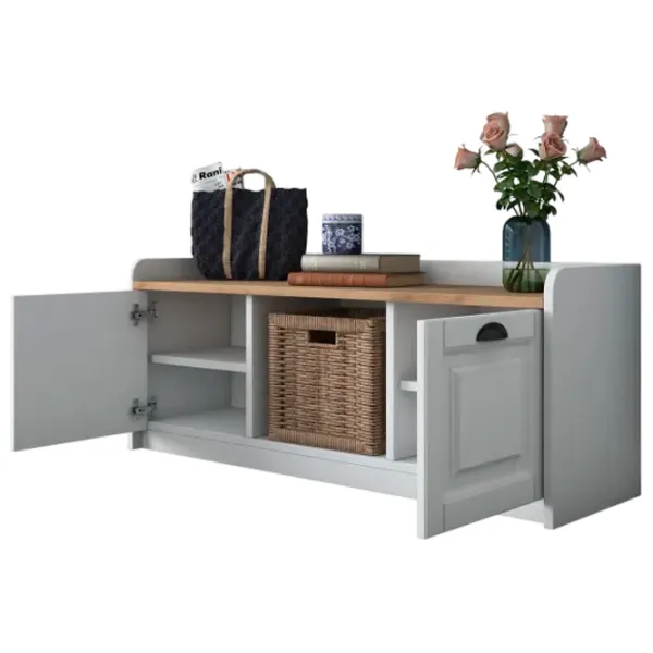 Dulap pentru încălțăminte Trendy P2-1808 40 x 120 x 40 /White Walnut /White photo 4