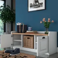 Dulap pentru încălțăminte Trendy P2-1808 40 x 120 x 40 /White Walnut /White photo 12