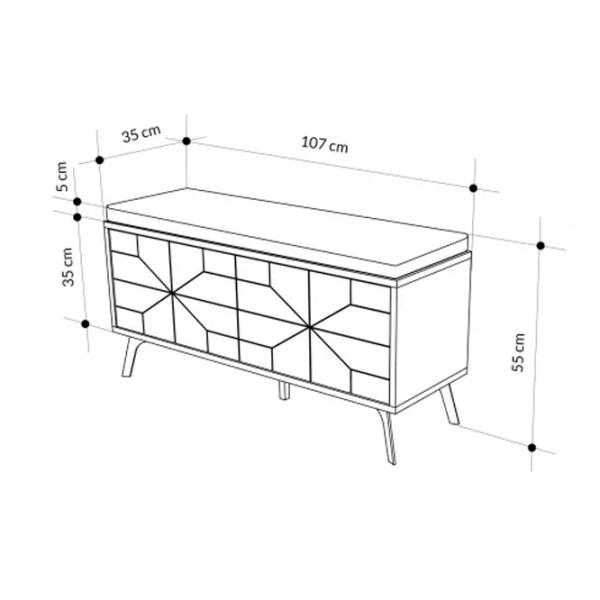 Обувной шкаф Trendy Dune Bench 55 x 107 x 35см /Хитит /Светло-коричневый photo 2
