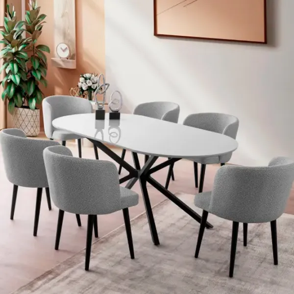 Masă de bucătărie fixă Trendy Aura MDF/ Light Gray photo 4