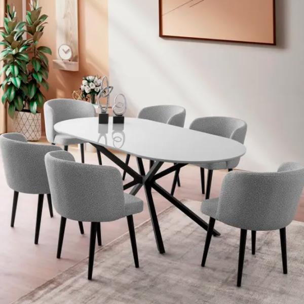 Masă de bucătărie fixă Trendy Aura MDF/ Light Gray photo 4